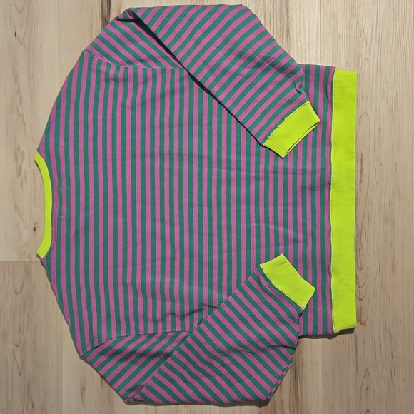 NWT We The Free Classic Striped Oversized Crewneck, Pink Combo, Size Small - Picture 3 of 4